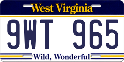 WV license plate 9WT965