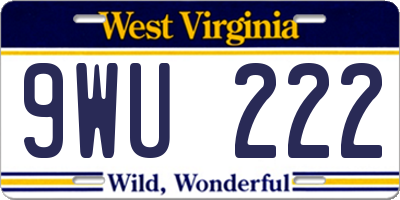 WV license plate 9WU222