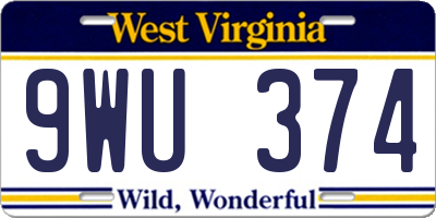 WV license plate 9WU374