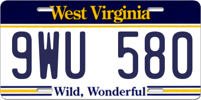 WV license plate 9WU580