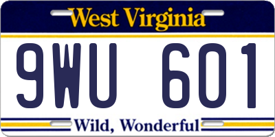 WV license plate 9WU601