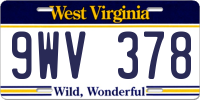 WV license plate 9WV378