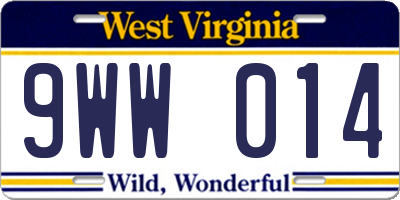 WV license plate 9WW014