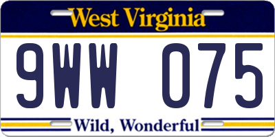 WV license plate 9WW075