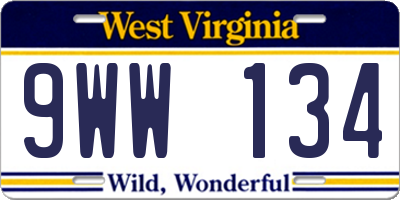WV license plate 9WW134