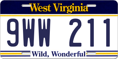 WV license plate 9WW211