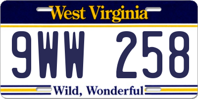 WV license plate 9WW258