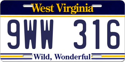 WV license plate 9WW316