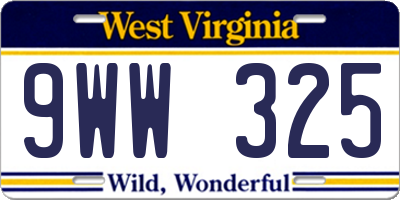 WV license plate 9WW325