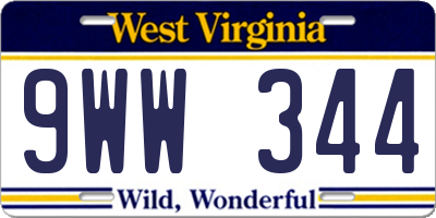 WV license plate 9WW344