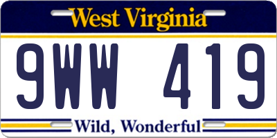 WV license plate 9WW419