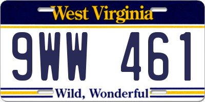 WV license plate 9WW461