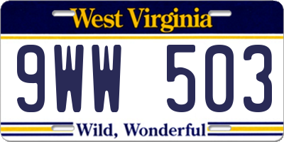 WV license plate 9WW503
