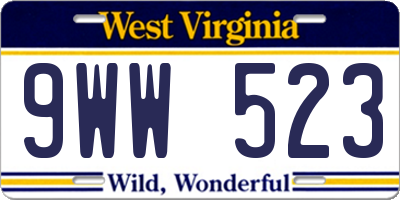 WV license plate 9WW523
