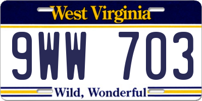 WV license plate 9WW703