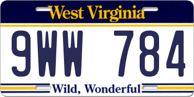 WV license plate 9WW784