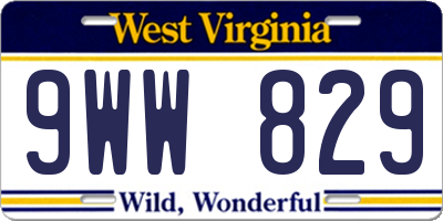 WV license plate 9WW829
