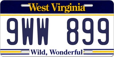 WV license plate 9WW899