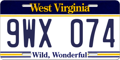 WV license plate 9WX074