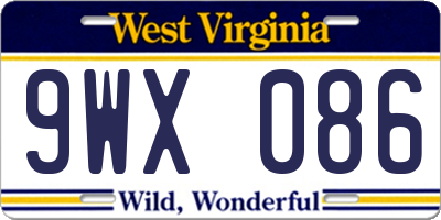WV license plate 9WX086