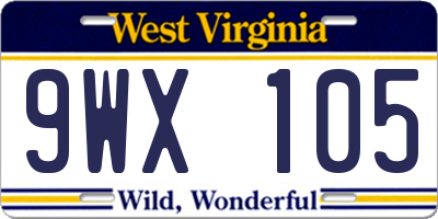 WV license plate 9WX105