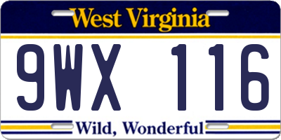 WV license plate 9WX116
