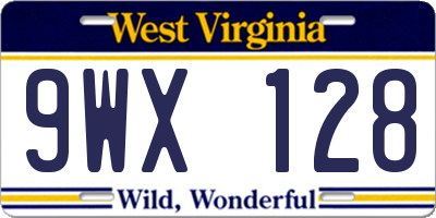 WV license plate 9WX128