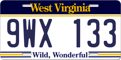 WV license plate 9WX133