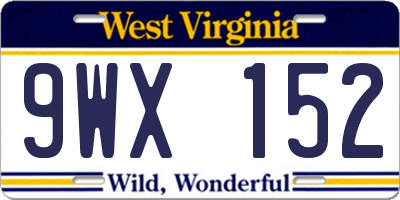 WV license plate 9WX152