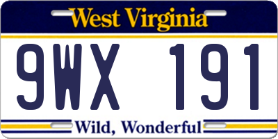 WV license plate 9WX191