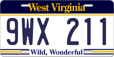 WV license plate 9WX211