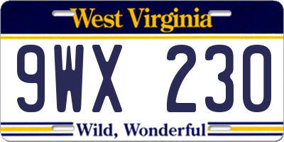 WV license plate 9WX230