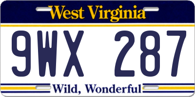 WV license plate 9WX287