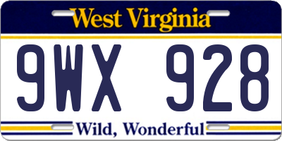 WV license plate 9WX928
