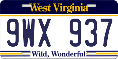 WV license plate 9WX937
