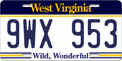WV license plate 9WX953