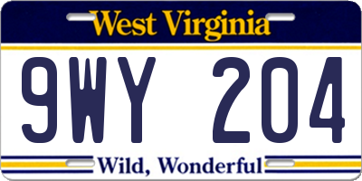 WV license plate 9WY204