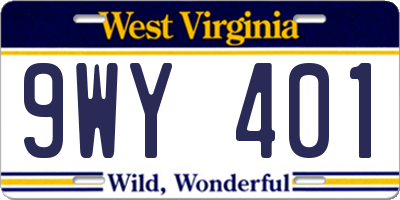 WV license plate 9WY401