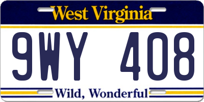 WV license plate 9WY408