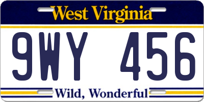 WV license plate 9WY456