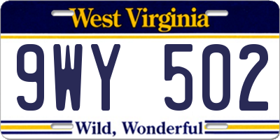 WV license plate 9WY502