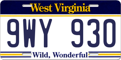 WV license plate 9WY930