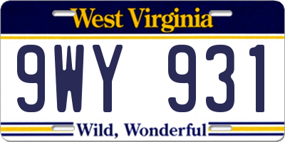 WV license plate 9WY931