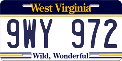WV license plate 9WY972