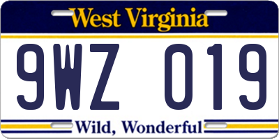 WV license plate 9WZ019