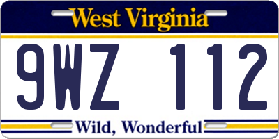 WV license plate 9WZ112