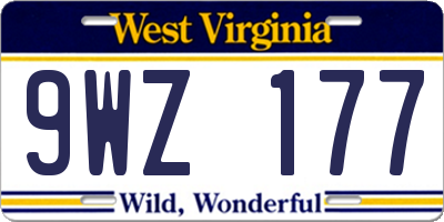 WV license plate 9WZ177