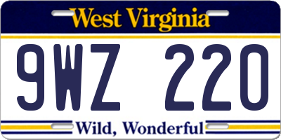 WV license plate 9WZ220