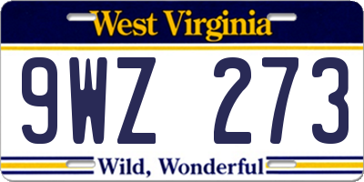 WV license plate 9WZ273