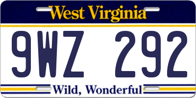 WV license plate 9WZ292